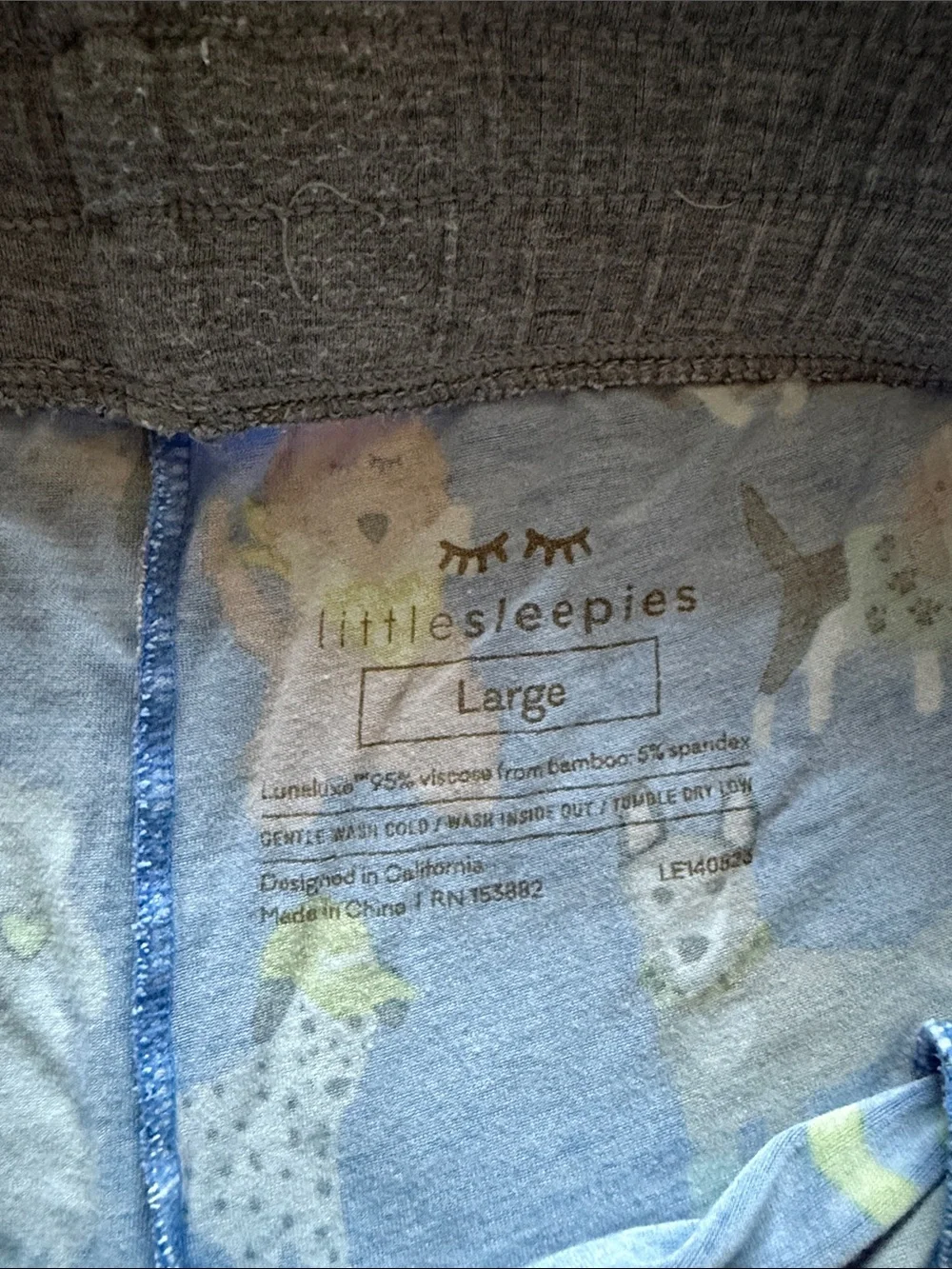 Little Sleepies Blue and Gray Puppy Print Pajama Set size large